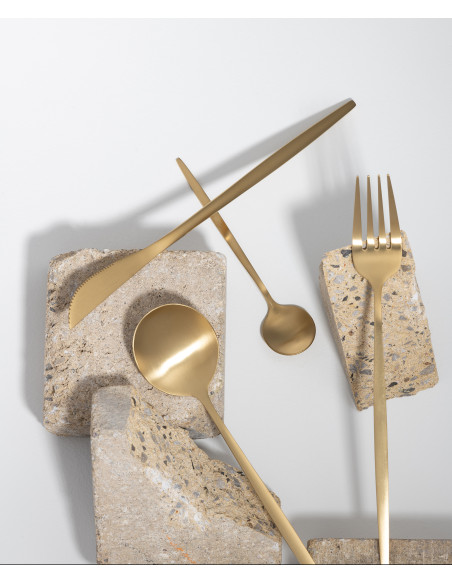 Coffret 24 Couverts modernes en Inox Doré Mat Cylis - 2