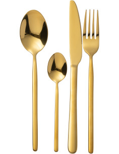 Coffret 24 Couverts modernes en Inox Doré Brillant Dorylis - 1