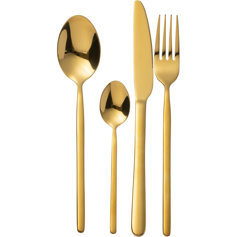 Coffret 24 Couverts modernes en Inox Doré Brillant Dorylis - 1