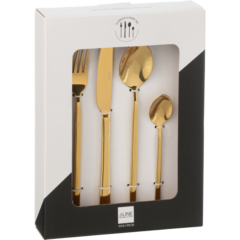 Coffret 24 Couverts modernes en Inox Doré Brillant Dorylis - 2