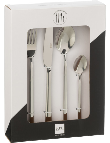 Coffret 24 Couverts modernes en Inox Argenté Brillant Dorylis - 2