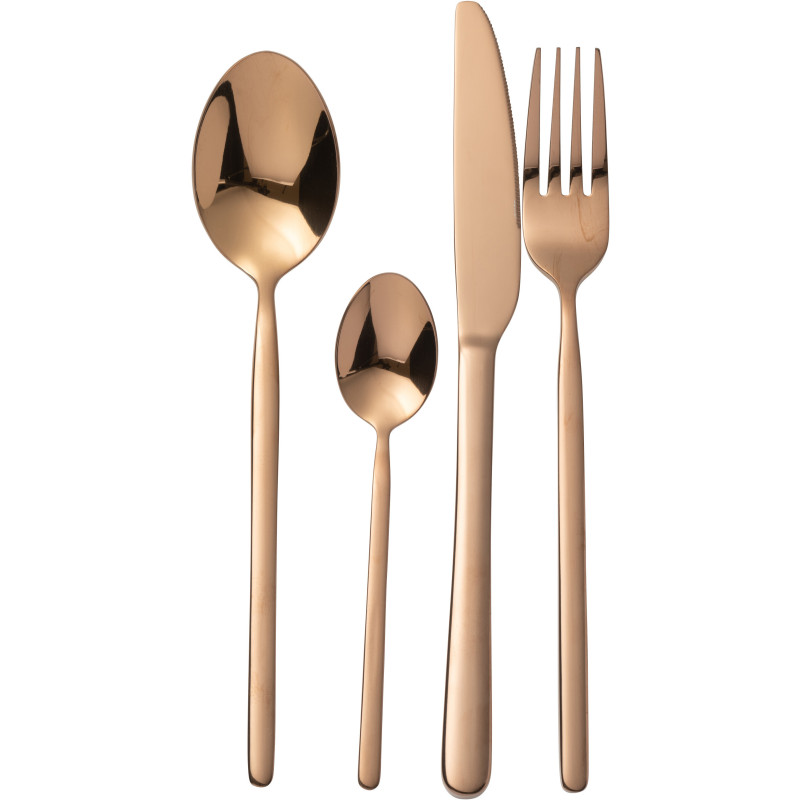 Coffret 24 Couverts modernes en Inox Cuivré Brillant Dorylis - 1
