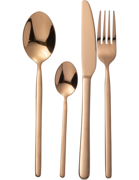 Coffret 24 Couverts modernes en Inox Cuivré Brillant Dorylis - 1
