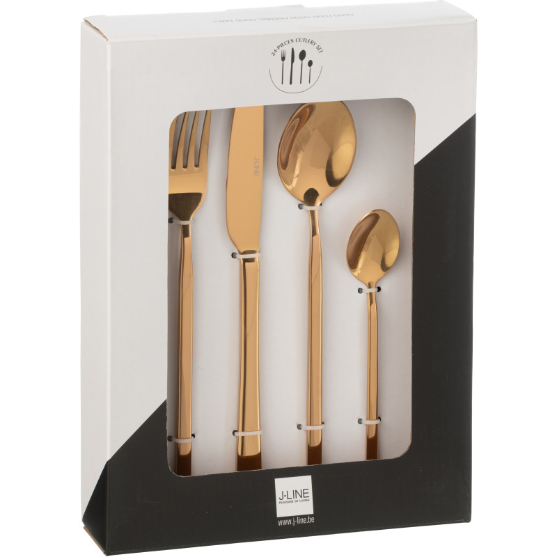 Coffret 24 Couverts modernes en Inox Cuivré Brillant Dorylis - 2