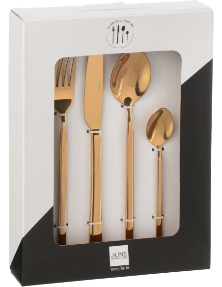 Coffret 24 Couverts modernes en Inox Cuivré Brillant Dorylis - 2