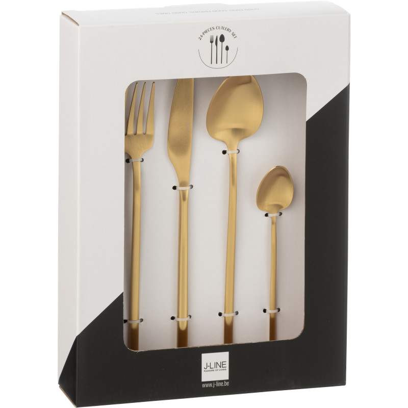 Coffret 24 Couverts modernes en Inox Doré Mat Selveris - 3