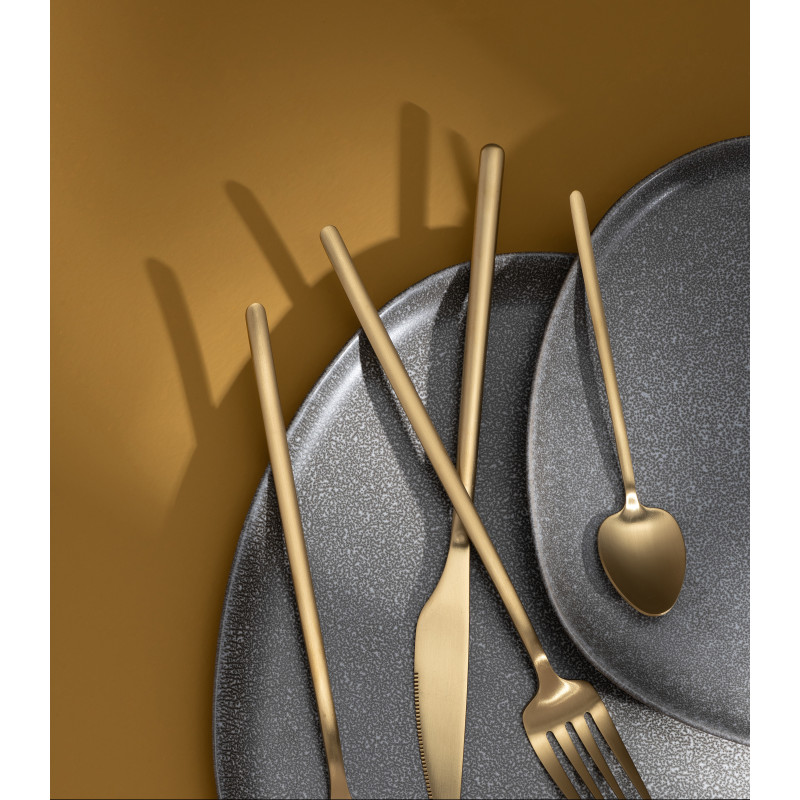 Coffret 24 Couverts modernes en Inox Doré Mat Selveris - 5