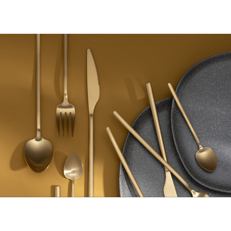 Coffret 24 Couverts modernes en Inox Doré Mat Selveris - 6