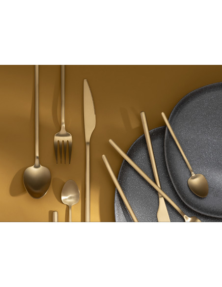 Coffret 24 Couverts modernes en Inox Doré Mat Selveris - 6