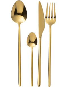 Coffret 24 Couverts modernes en Inox Doré Brillant Selveris - 1