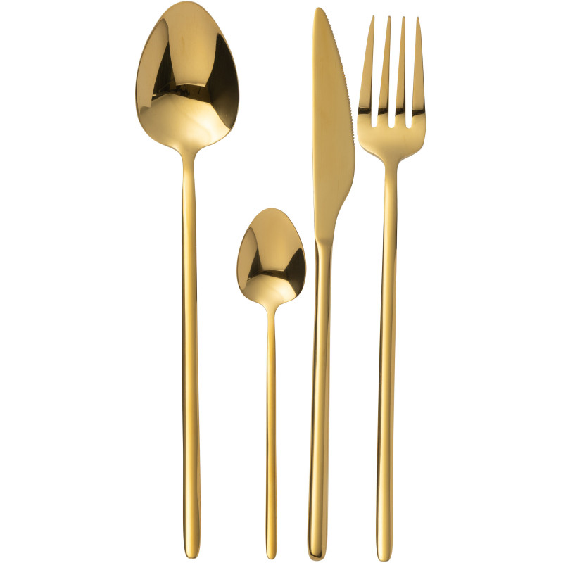 Coffret 24 Couverts modernes en Inox Doré Brillant Selveris - 1