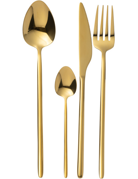 Coffret 24 Couverts modernes en Inox Doré Brillant Selveris - 1