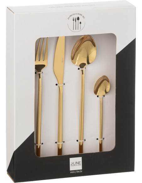Coffret 24 Couverts modernes en Inox Doré Brillant Selveris - 3