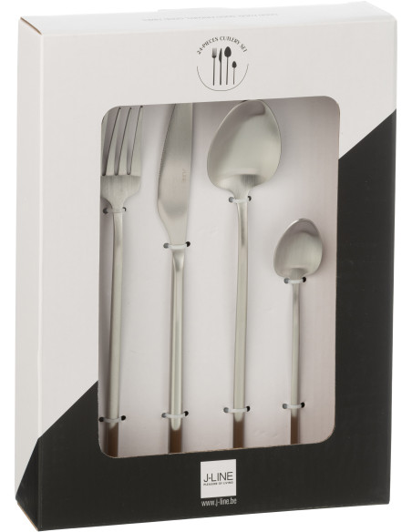 Coffret 24 Couverts modernes en Inox Argenté Mat Selveris - 2