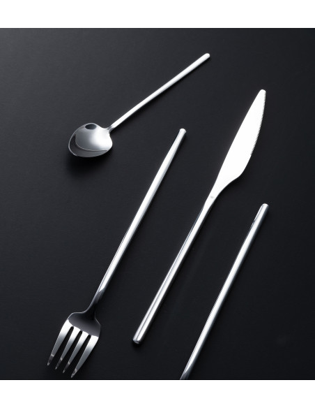 Coffret 24 Couverts modernes en Inox Argenté Brillant Selveris - 2