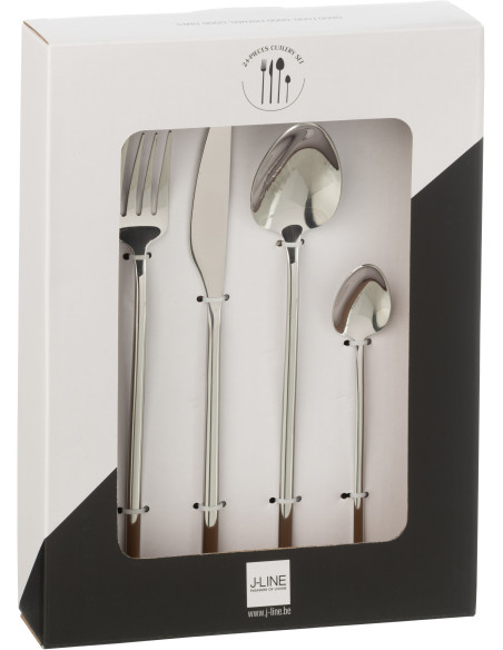 Coffret 24 Couverts modernes en Inox Argenté Brillant Selveris - 3