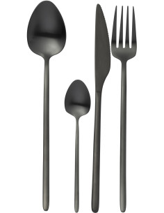 Coffret 24 Couverts modernes en Inox Noir Mat Selveris - 1