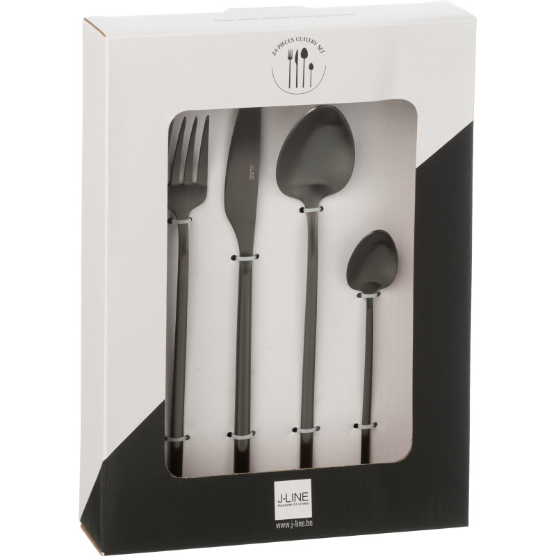 Coffret 24 Couverts modernes en Inox Noir Mat Selveris - 3