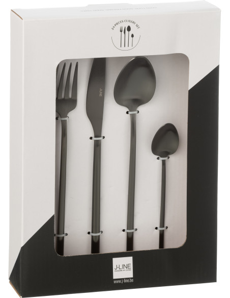 Coffret 24 Couverts modernes en Inox Noir Mat Selveris - 3