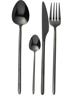 Coffret 24 Couverts modernes en Inox Noir Brillant Selveris - 1