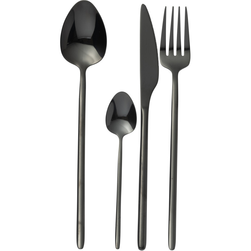 Coffret 24 Couverts modernes en Inox Noir Brillant Selveris - 1