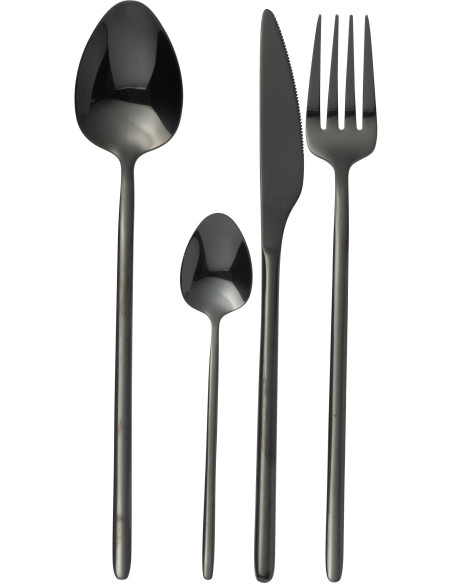 Coffret 24 Couverts modernes en Inox Noir Brillant Selveris - 1