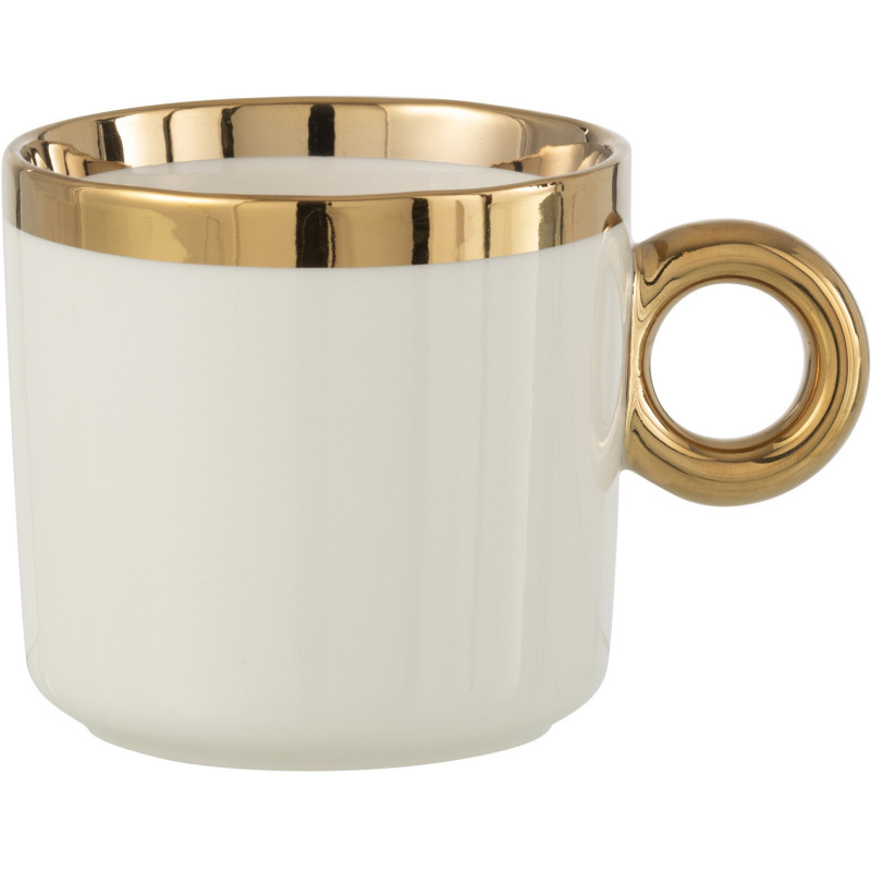 Coffret Mug moderne 370 ml en Céramique Blanc Doré Lelyss - 1