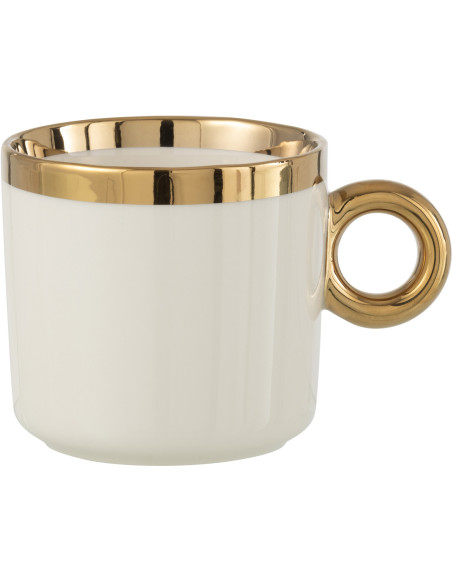 Coffret Mug moderne 370 ml en Céramique Blanc Doré Lelyss J-Line - 1