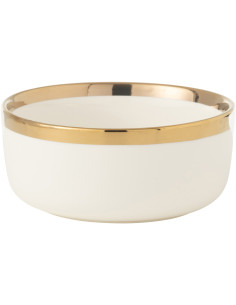 Bol moderne 14 cm en Céramique Blanc Doré Lelyss - 1