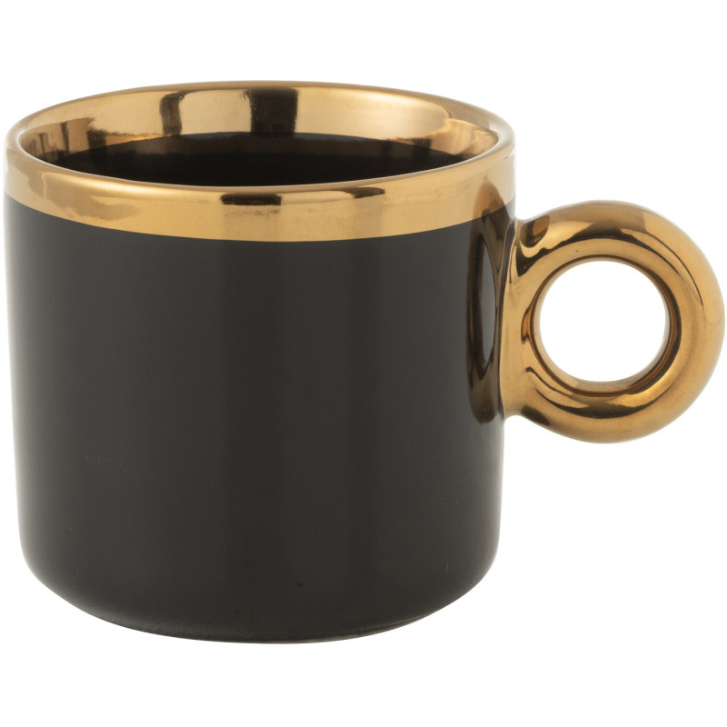 Coffret Mug moderne 370 ml en Céramique Noir Doré Lelyss - 1