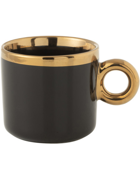 Coffret Mug moderne 370 ml en Céramique Noir Doré Lelyss J-Line - 1