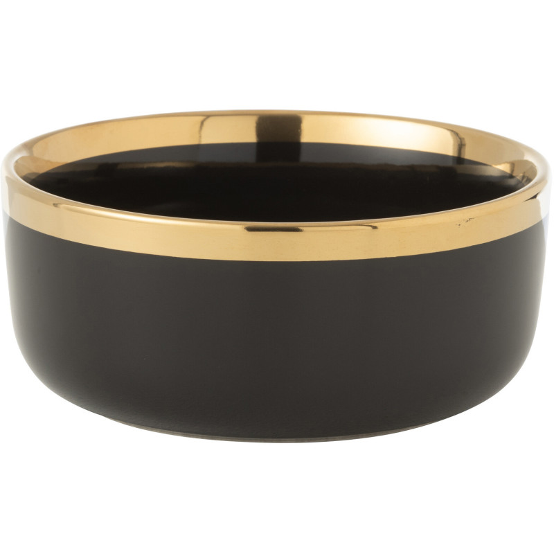 Bol moderne 14 cm en Céramique Noir Doré Lelyss - 1