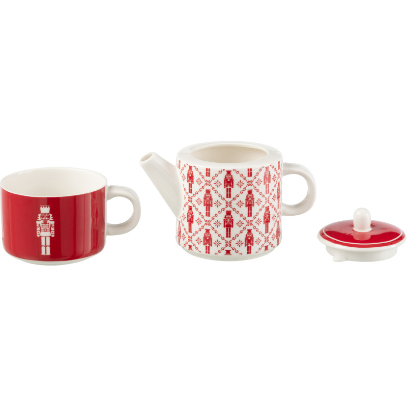 Théière égoïste originale 780 ml en Céramique Rouge Blanc Motif casse noisette Elyrian - 2