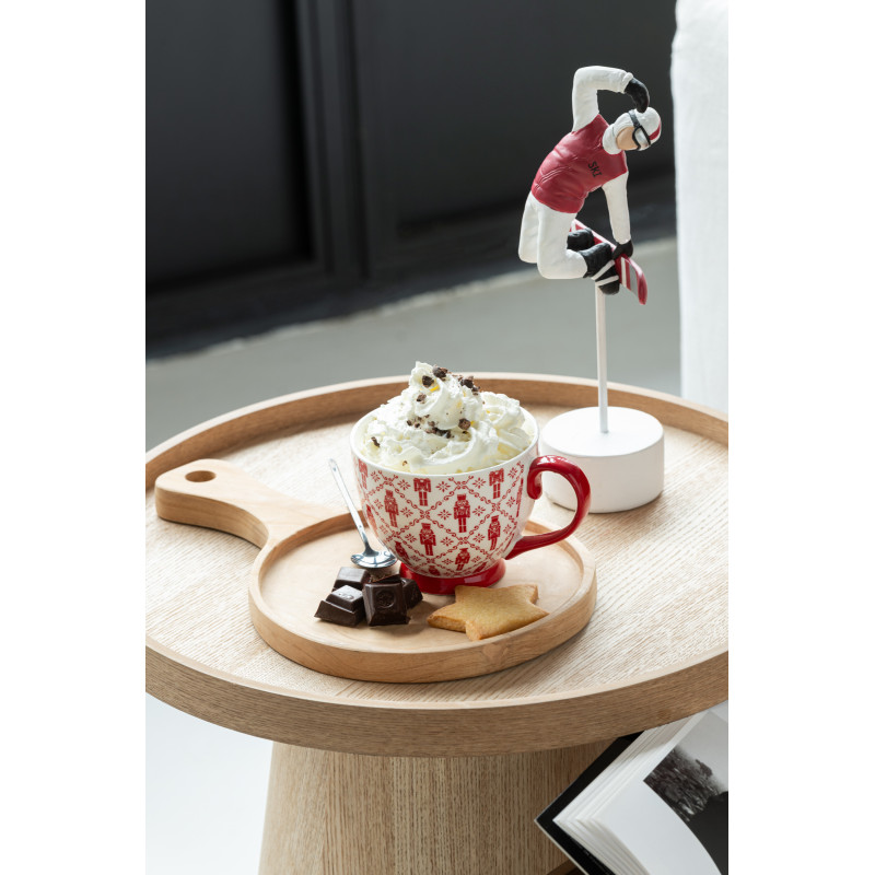 Coffret 2 Mugs 450 ml en Céramique Rouge Blanc Motif casse noisette Elyrian - 2