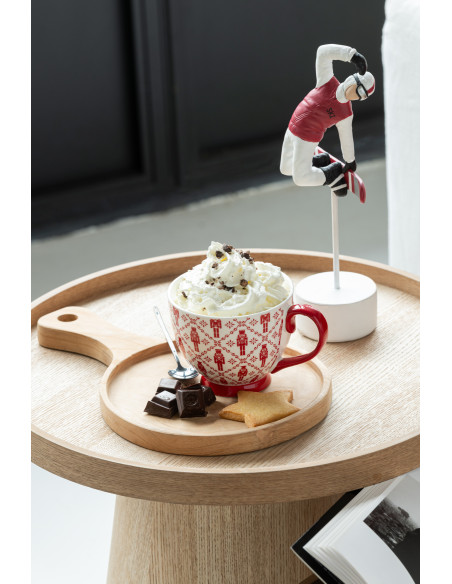 Coffret 2 Mugs 450 ml en Céramique Rouge Blanc Motif casse noisette Elyrian - 2