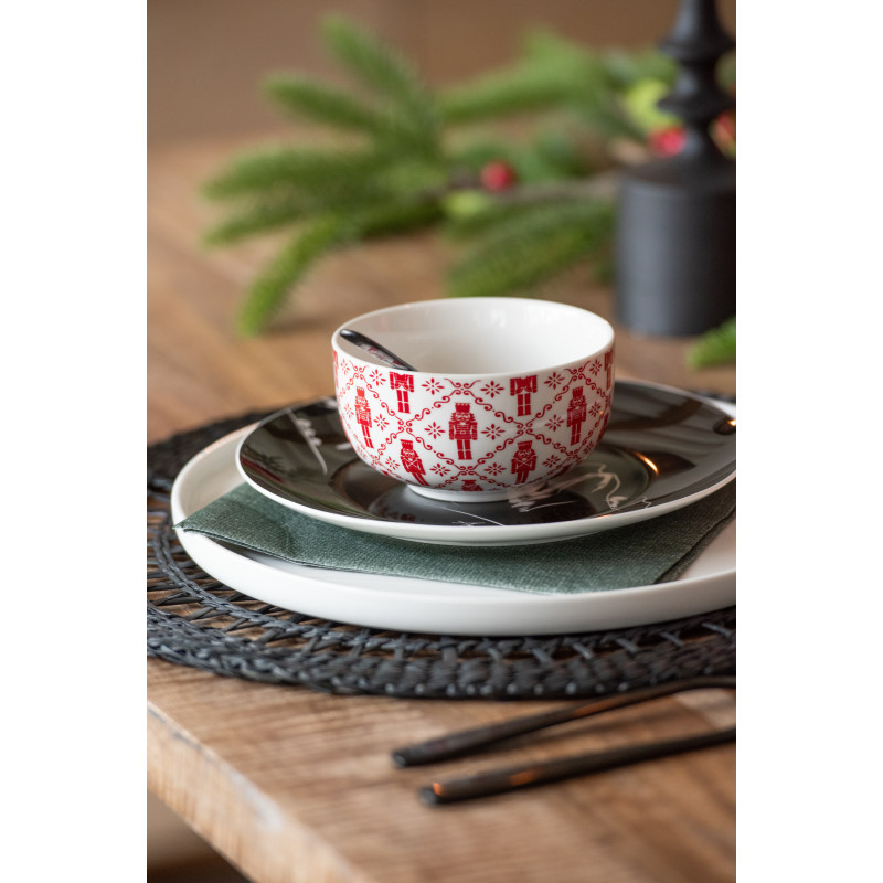 Coffret 4 Bols avec rangement en Céramique Rouge Blanc Motif casse noisette Elyrian - 2