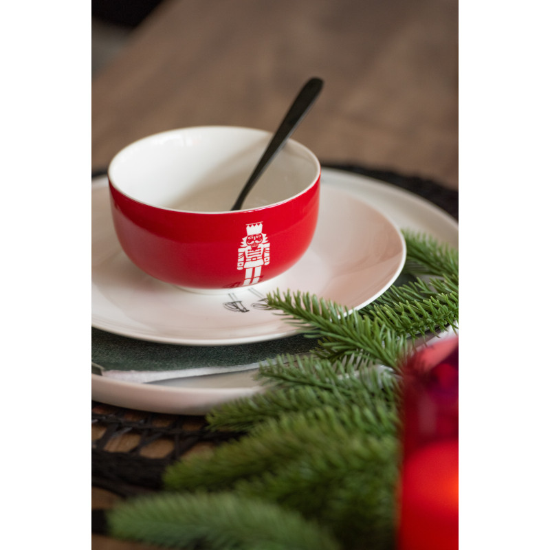 Coffret 4 Bols avec rangement en Céramique Rouge Blanc Motif casse noisette Elyrian - 5