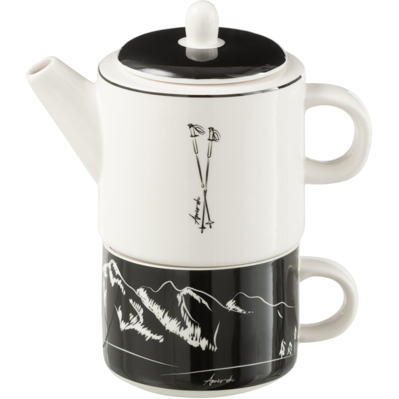 Théière égoïste originale 780 ml en Céramique Noir Blanc Motif ski Lysmer - 1