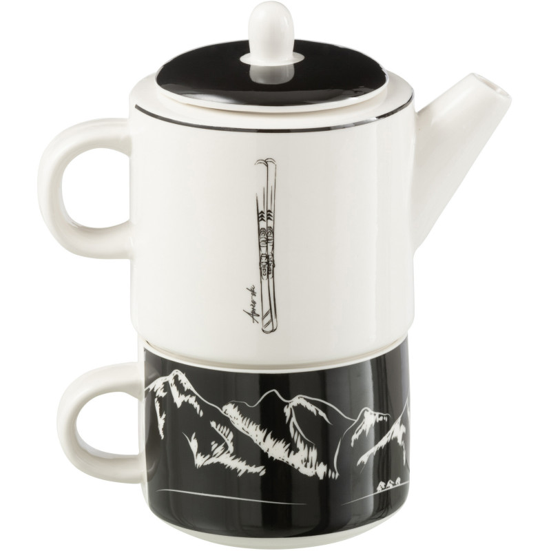 Théière égoïste originale 780 ml en Céramique Noir Blanc Motif ski Lysmer - 2