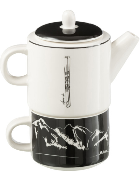 Théière égoïste originale 780 ml en Céramique Noir Blanc Motif ski Lysmer - 2
