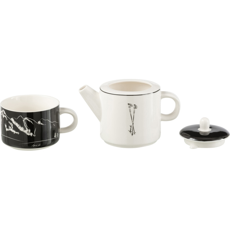 Théière égoïste originale 780 ml en Céramique Noir Blanc Motif ski Lysmer - 3