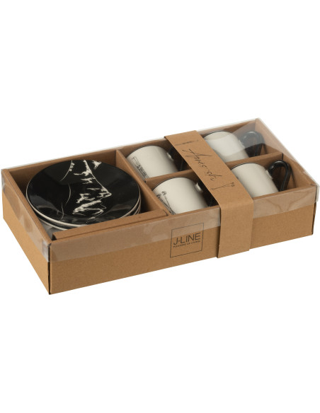 Coffret 4 Tasses à espresso 80 ml en Céramique Noir Blanc Motif ski Lysmer - 3
