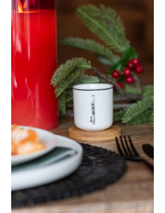 Coffret 4 Tasses à café 100 ml en Céramique Noir Blanc Bambou Naturel Motif ski Lysmer - 1 2