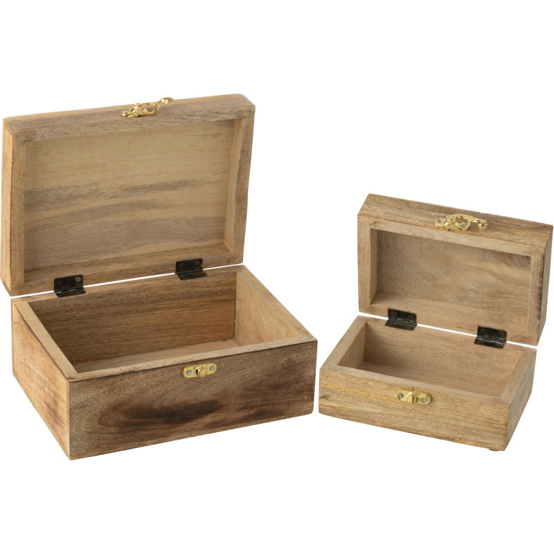 Boite de rangement Coeur en Bois de manguier Naturel Rose Phaélia (Lot de 2) - 2