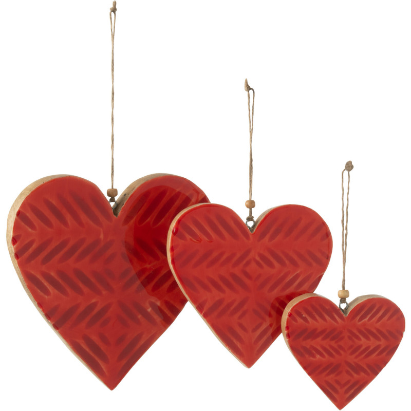 Grande Déco à suspendre Coeur 18 cm en Bois de manguier Rouge Marélys - 2
