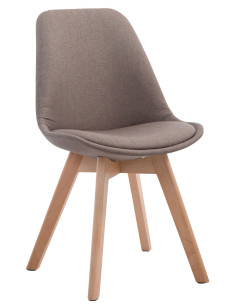 Chaise Sakina en Polyester Taupe Bois de hêtre Naturel - 1