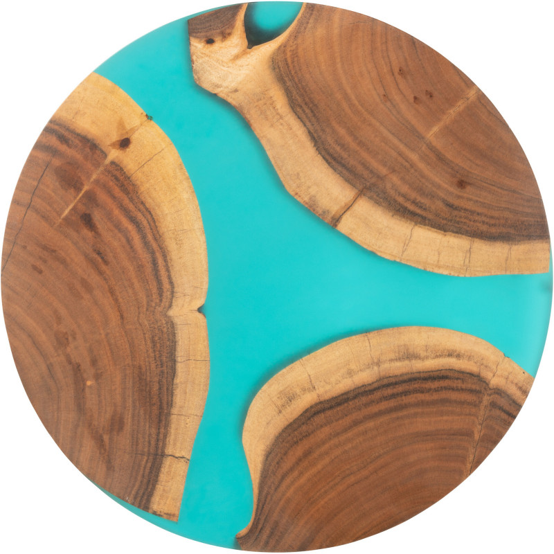 Grande Planche à découper ronde 40 cm en Bois d'acacia Naturel Résine Bleu Noaïra - 2