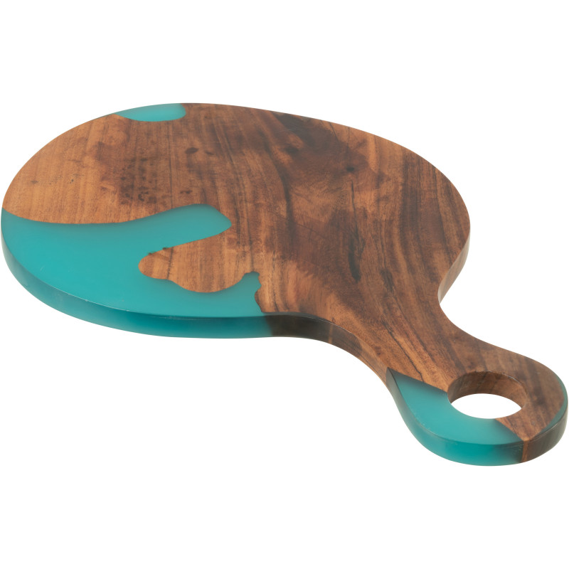Grande Planche à découper organique 53x34 en Bois d'acacia Naturel Résine Bleu Noaïra - 1