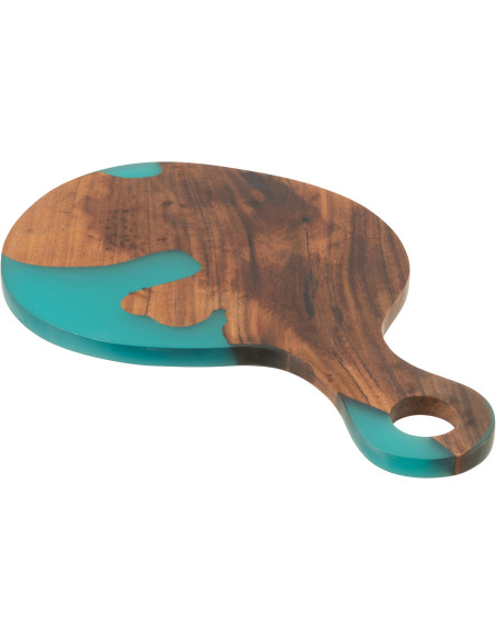 Grande Planche à découper organique 53x34 en Bois d'acacia Naturel Résine Bleu Noaïra - 1