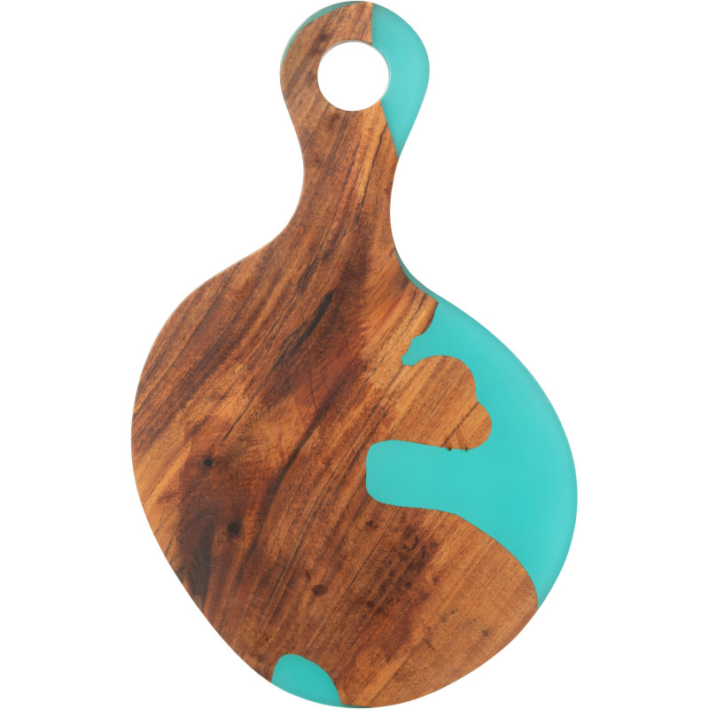 Grande Planche à découper organique 53x34 en Bois d'acacia Naturel Résine Bleu Noaïra - 2